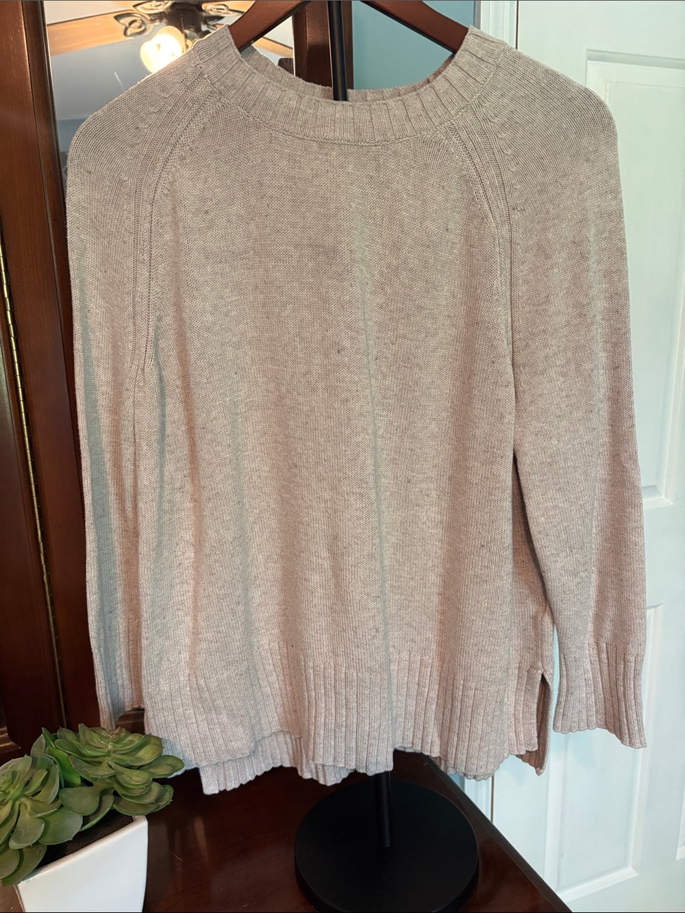 Beige Crewneck Women’s Sweater - Lightweight Knit